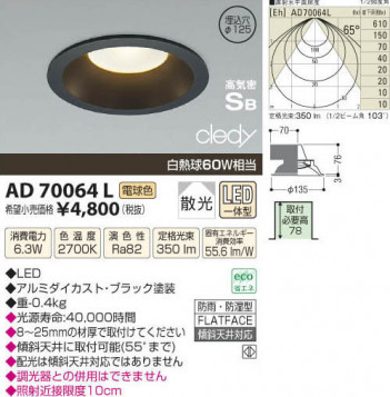 ߾ KOIZUMI LEDⵤ̩饤 AD70064L β