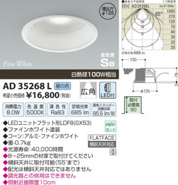 �������߾��� KOIZUMI LED�ⵤ̩������饤�� AD35268L ���β���