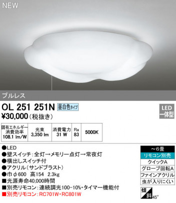 ODELIC ǥå 󥰥饤 OL251251N ᥤ̿