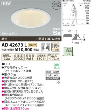 �������߾��� KOIZUMI �ⵤ̩������饤�� LED AD42673L ���β���