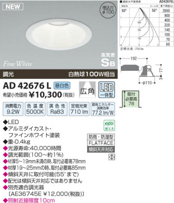 �������߾��� KOIZUMI �ⵤ̩������饤�� LED AD42676L ���β���