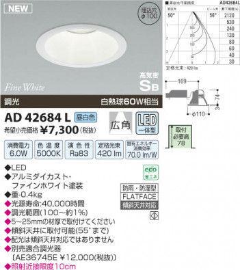 �������߾��� KOIZUMI �ⵤ̩������饤�� LED AD42684L ���β���