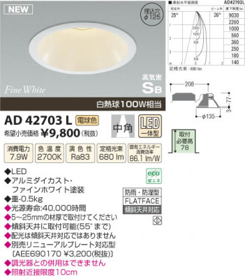 �������߾��� KOIZUMI �ⵤ̩������饤�� LED AD42703L ���β���