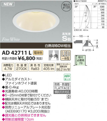 ߾ KOIZUMI ⵤ̩饤 LED AD42711L β