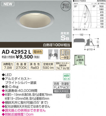 �������߾��� KOIZUMI �ɱ��ɼ���������饤�� LED AD42952L ���β���