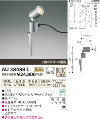 �������߾��� KOIZUMI �����ȥɥ����ѥ������ݥå� LED AU38488L ���β���