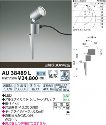 �������߾��� KOIZUMI �����ȥɥ����ѥ������ݥå� LED AU38489L ���β���