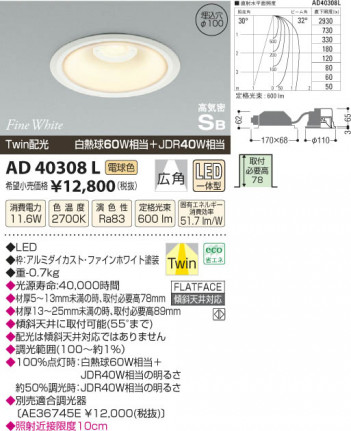 �������߾��� KOIZUMI �ⵤ̩������饤�� LED AD40308L ���β���