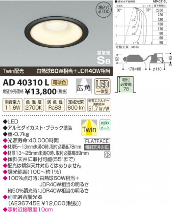 �������߾��� KOIZUMI �ⵤ̩������饤�� LED AD40310L ���β���