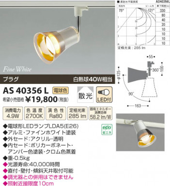 �������߾��� KOIZUMI ���ݥåȥ饤�� LED AS40356L ���β���