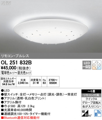 ODELIC �����ǥ�å� ������󥰥饤�� OL251832B ñ�ʲ���