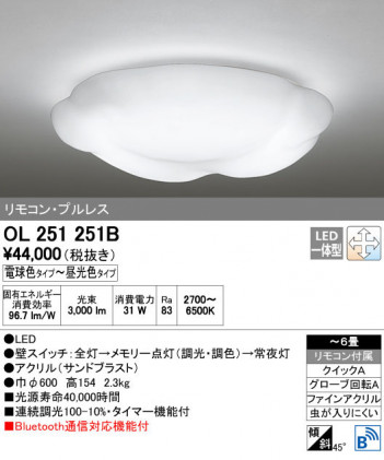 ODELIC ǥå 󥰥饤 OL251251B ñʲ