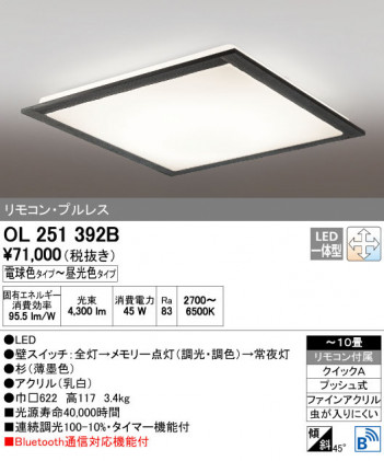 ODELIC �����ǥ�å� ������󥰥饤�� OL251392B ñ�ʲ���