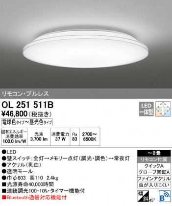 ODELIC �����ǥ�å� ������󥰥饤�� OL251511B ñ�ʲ���