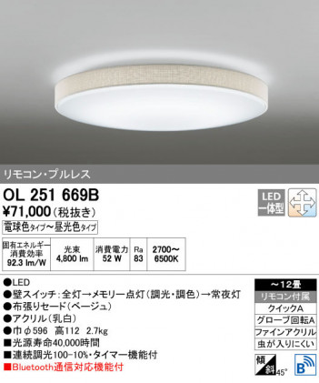 ODELIC �����ǥ�å� ������󥰥饤�� OL251669B ñ�ʲ���