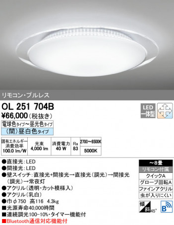 ODELIC �����ǥ�å� ������󥰥饤�� OL251704B ñ�ʲ���