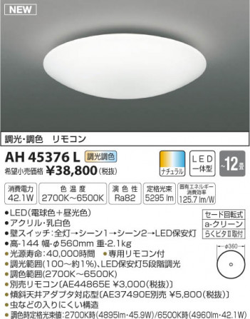 �������߾��� KOIZUMI ������� LED���ŵ忧��������� AH45376L �ᥤ��̿�