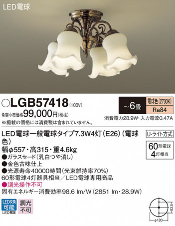 Panasonic ǥꥢ LGB57418 ᥤ̿