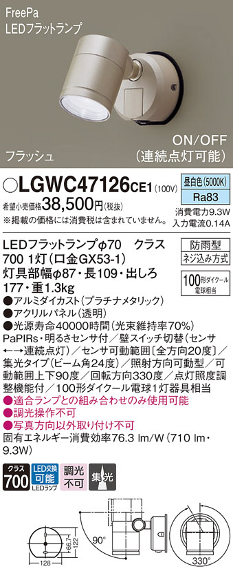 DAIKO 大光電機 アウトドアスポットライト LZW-60716YBE | 商品紹介 