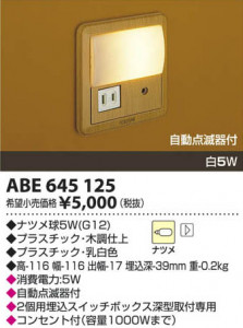 �������߾��� KOIZUMI �եåȥ饤�� ABE645125 ���β���