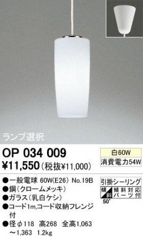 ODELIC ǥå OP034009 OP034009 ڥȥ饤 Ǯ ŵ  ѥ֥å|ư ڥȥ饤  Ǯ 60W