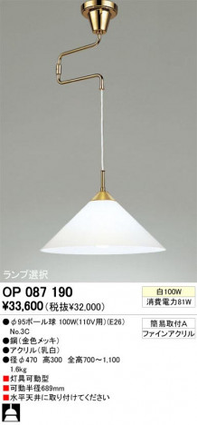 ODELIC �����ǥ�å� OP087190 OP087190 �ڥ����ȥ饤�� ��Ǯ�� ��95�ܡ����  �ѥ֥�å� �ڥ����ȥ饤�� ������ ��Ǯ�� 100W