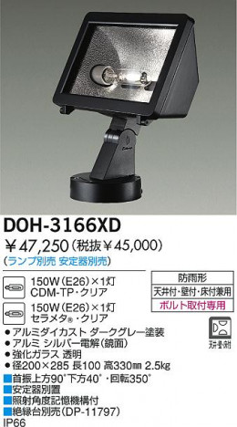 DAIKO �������� ����ŵ� HID�����ȥɥ����ݥåȥ饤�� �����ȥɥ����ݥå� DOH-3166XD