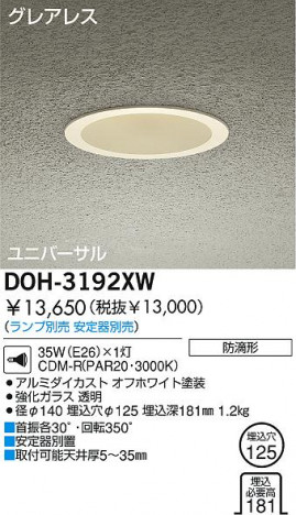 DAIKO �������� ����ŵ� HID������˥С����������饤�� �����ȥɥ��饤�� DOH-3192XW