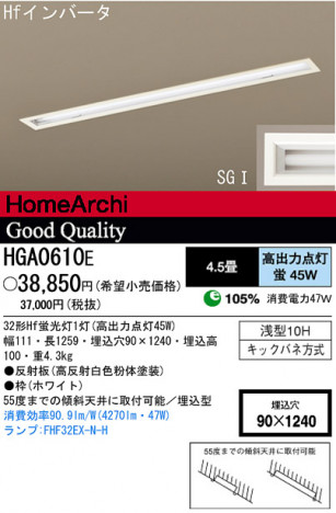 �ѥʥ��˥å��Ź� PANASONIC ������󥰥饤�� HGA0610E ���������Ϣ ������󥰥饤�� 211��220