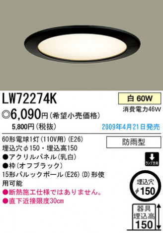 ѥʥ˥åŹ PANASONIC ƥꥢ饤 LW72274K Ϣ ƥꥢ饤 581590