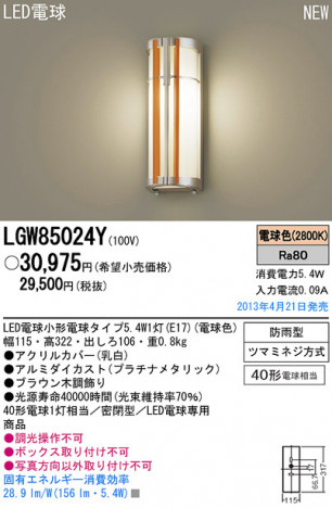Panasonic LED �����ȥɥ� LGW85024Y �ᥤ��̿�