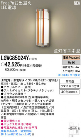 Panasonic LED �����ȥɥ� LGWC85024Y �ᥤ��̿�