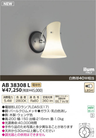 �������߾��� KOIZUMI LED�����֥饱�å� AB38308L ���β���