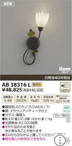 �������߾��� KOIZUMI LED�����֥饱�å� AB38316L ���β���