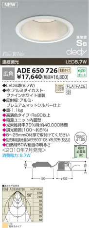 �������߾��� KOIZUMI LED�ⵤ̩������饤�� ADE650726 ������饤�� LED���ŵ忧�����ס� LED���� koizumi ade650726