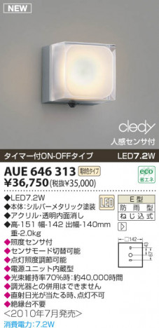 �������߾��� KOIZUMI LED�ɱ����֥饱�å� AUE646313 �����ȥɥ��饤�� LED���ŵ忧�����ס� LED���� koizumi aue646313