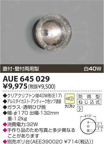 �������߾��� KOIZUMI �ɱ����֥饱�å� AUE645029 ���β���