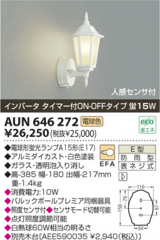 �������߾��� KOIZUMI �ɱ����֥饱�å� AUN646272 ���β���