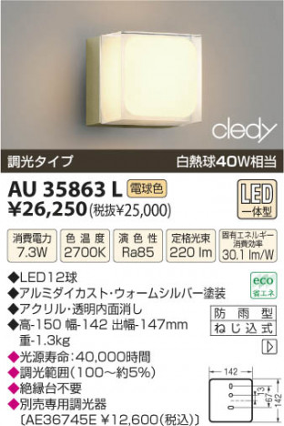 �������߾��� KOIZUMI LED�ɱ����֥饱�å� AU35863L ���β���