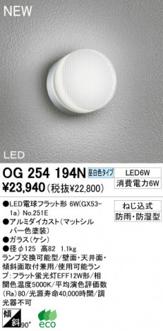ODELIC LED �����ȥɥ� OG254194N
