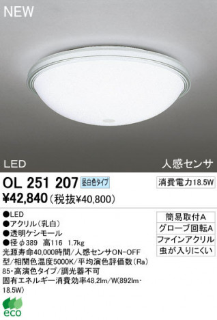 ODELIC �����ǥ�å� LED ����������󥰥饤�� OL251207