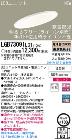 Panasonic LED������饤�� LGB73091LG1 �ᥤ��̿�