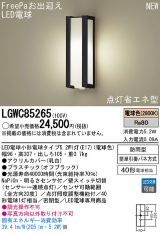 Panasonic LED�������ƥꥢ�������ȥɥ� LGWC85265 �ᥤ��̿�