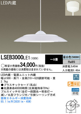 Panasonic LED�ڥ����ȥ饤�� LSEB3000LE1 �ᥤ��̿�