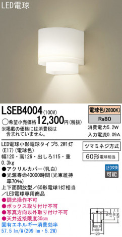 Panasonic LED�֥饱�å� LSEB4004 �ᥤ��̿�