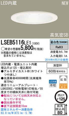 Panasonic LED������饤�� LSEB5116LE1 �ᥤ��̿�