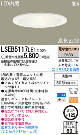 Panasonic LED������饤�� LSEB5117LE1 �ᥤ��̿�