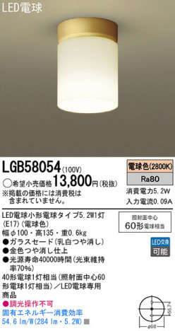 Panasonic LED ������� LGB58054 �ᥤ��̿�