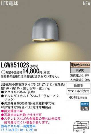 Panasonic LED �����ȥɥ� LGW85102S �ᥤ��̿�