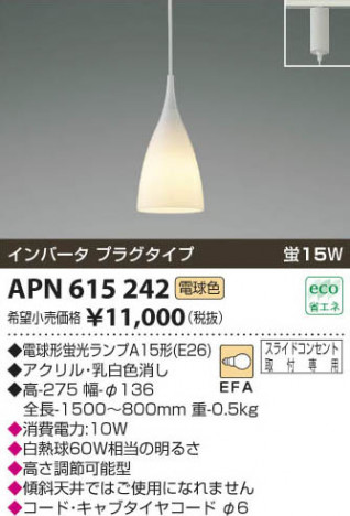 �������߾��� KOIZUMI �ָ����ڥ����� APN615242 ���β���